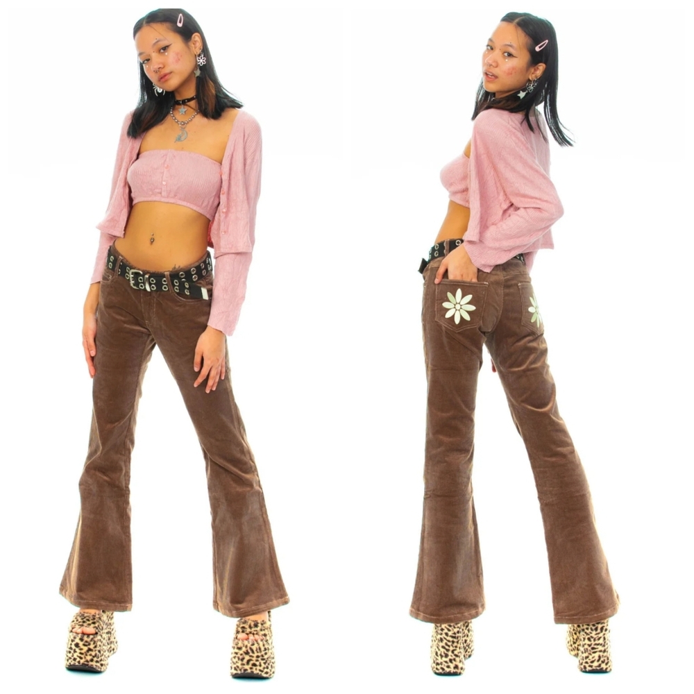 dolls Kill TUNNEL VISION Melody Brown Corduroy Flares XS